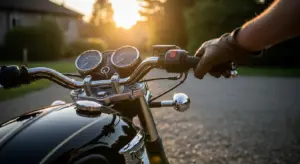 Motorcycle buzzing when starting – rider pressing starter button