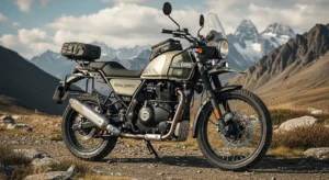 Royal Enfield Himalayan 650 concept render in outdoor adventure setting