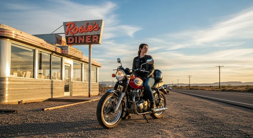 Young rider on Kawasaki W230