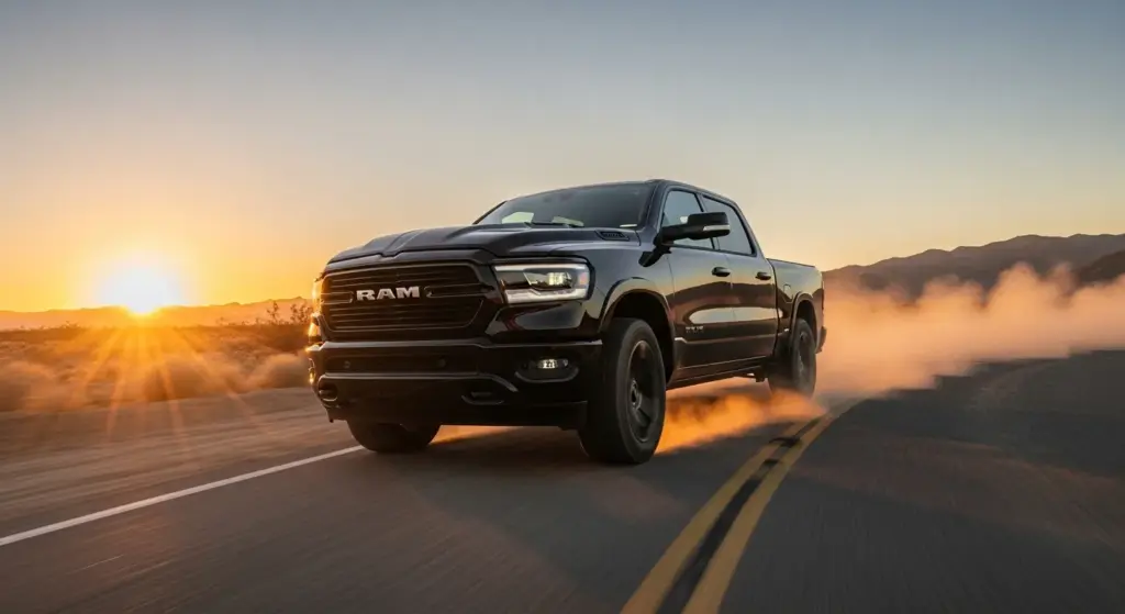 2026 Ram 1500 Hemi speeding through a desert highway