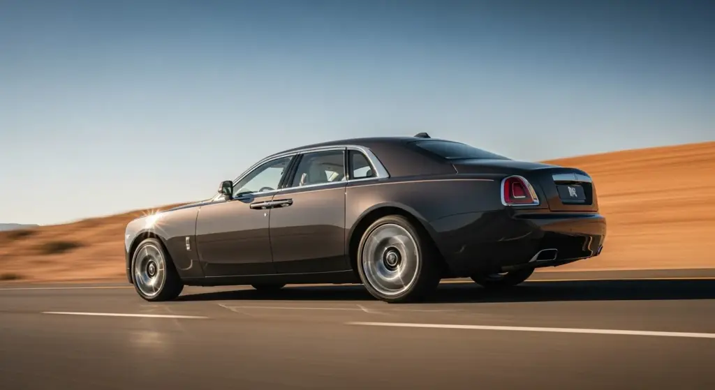 2026 Rolls-Royce Cruiser electric bike in motion on desert highway.