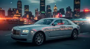 2026 Rolls-Royce Cruiser luxury electric bike parked against a city skyline.
