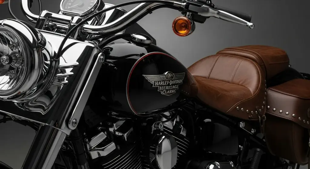 Harley-Davidson’s 2025 Heritage Classic Just Proved the Cruiser Era Isn’t Over 2 Detailed view of the 2025 Harley-Davidson Heritage Classic’s classic headlamp and fuel tank badge..034Z