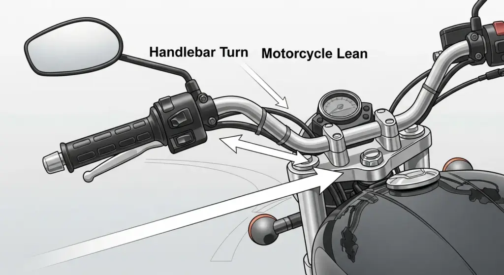 How countersteering works on motorcycle handlebars