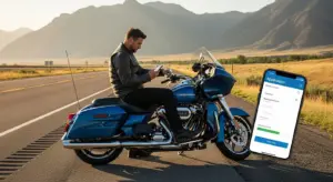 Rider applying for motorcycle loan via mobile app