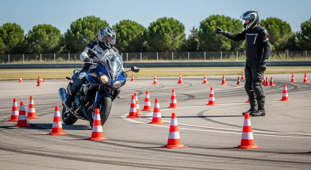 Rider attending safety training course to reduce insurance premium