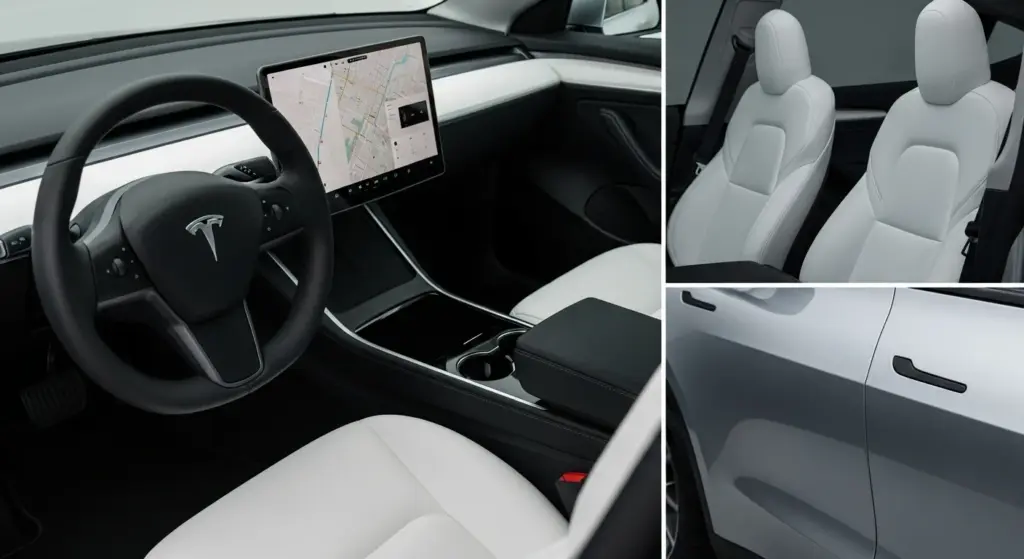 Tesla Just Dropped a $37,990 Model Y — But What Did It Cut to Get There? 2 Tesla Model Y Standard interior and exterior design details highlighting minimalist approach.