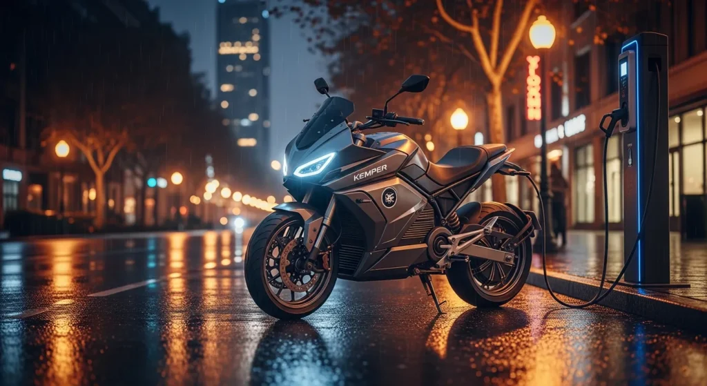 Ultra-Fast Charging Bikes for 2026: Why Riders Are Excited 5 Yadea Kemper electric motorcycle charging on a city street at night