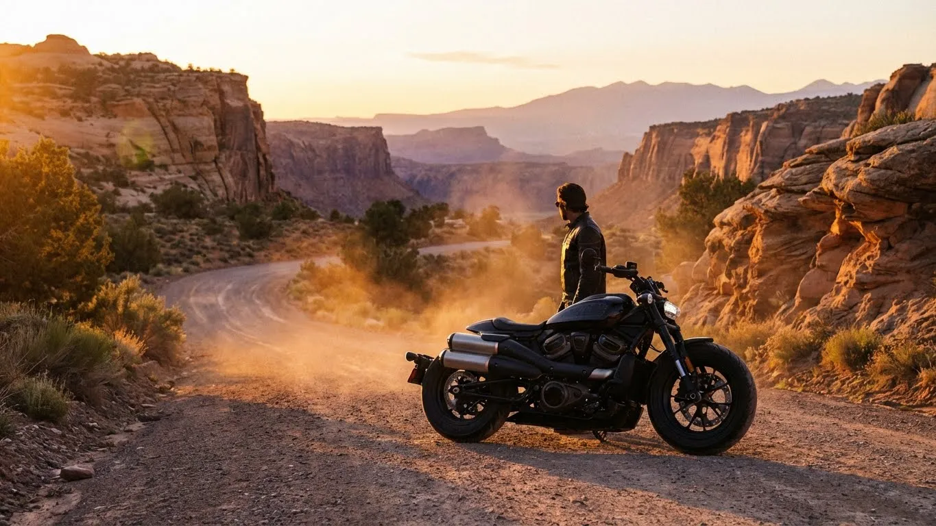 Harley-Davidson Sportster S 2025 on a rugged American canyon road